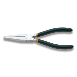 Pince à  becs plats longs striés branches gainées avec double couche de PVC antidérapant