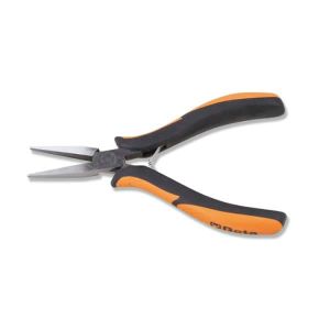 Pince de précision à  becs plats longs lisses branches gainées confort bi-matières