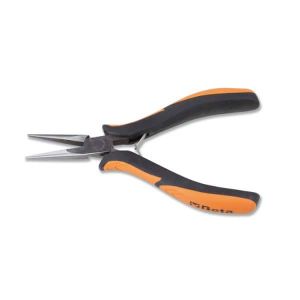 Pince de précision à  becs demi-ronds longs lisses branches gainées confort bi-matières