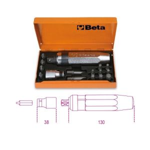 Tournevis à  frapper avec 14 embouts et 1 douille porte-embouts
