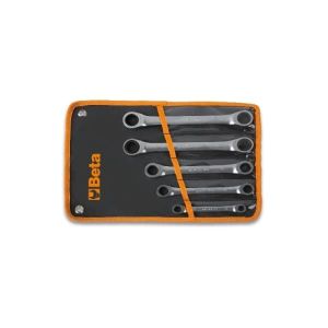 Jeu de 5 clés polygonales doubles droites à  cliquet en trousse