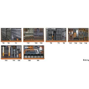 Composition de 142 outils pour la maintenance industrielle en plateaux thermoformés rigides en ABS