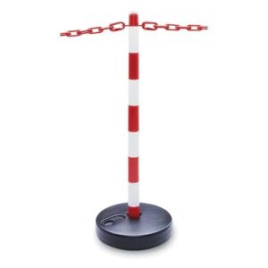 Kit de délimitation pour véhicules hybrides ou électriques en attente de réparation. Composé de 4 petites colonnes de 90 cm et chaà®ne en plastique de 25 m.