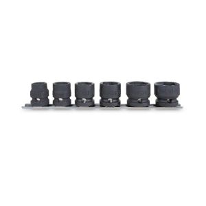 Jeu de 6 douilles à  chocs compactes, carré femelle 1/2", avec guide de fixation au mur ?: 13 - 15 - 17 -19 - 22 - 24 mm