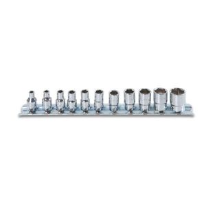 Jeu de douilles 6 pans carré femelle 1/4" chromées
