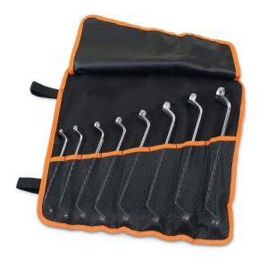 Jeu de 8 clés polygonale contre-coudées dans un trousseau enroulable en polyester durable
