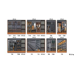 Composition de 210 outils pour la maintenance générale en plateaux thermoformés rigides en ABS
