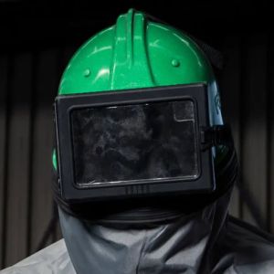 Casque de sablage complet -vert