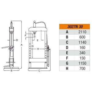 Presse hydraulique 30 T avec piston mobile et treuil