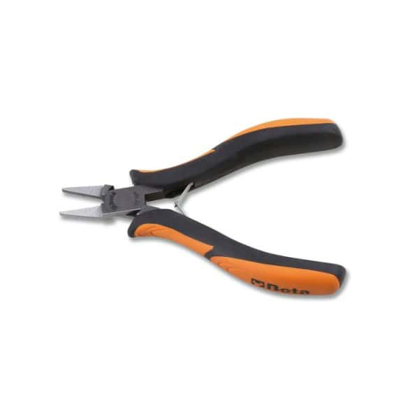 Pince de précision à becs plats courts lisses branches gainées confort bi-matières