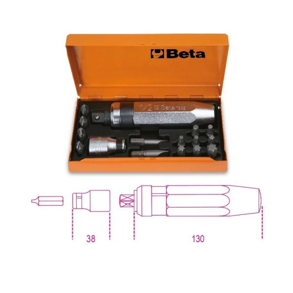 Tournevis à frapper avec 14 embouts et 1 douille porte-embouts