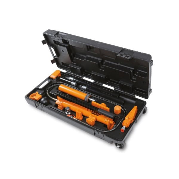 Coffret vérin carrossier 10 tonnes sur roulettes pour travaux de redressement de châssis et de carrosserie