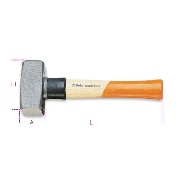 Massette avec collerette de protection, manche en bois