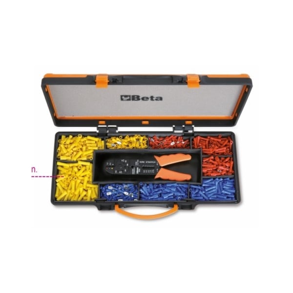 Pince à cosses préisolées série légère avec assortiment de 450 cosses