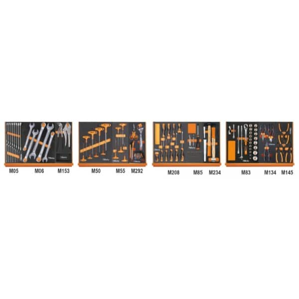 Composition de 130 outils en plateaux en mousse compacte