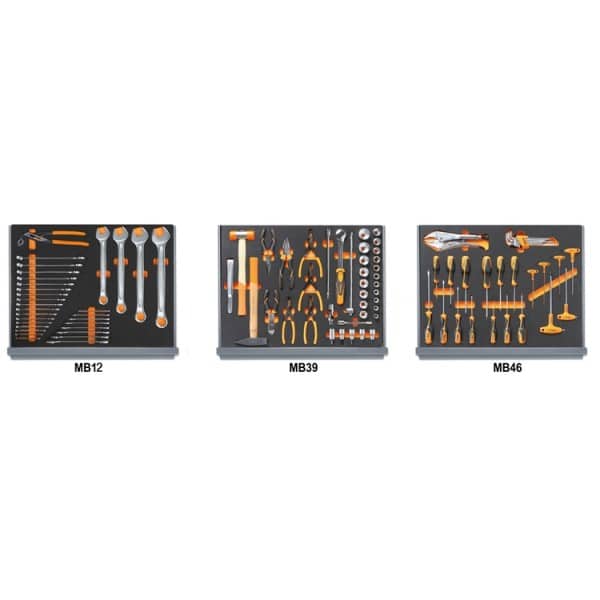 Composition de 98 outils pour la réparation automobile en plateaux mousse compacte