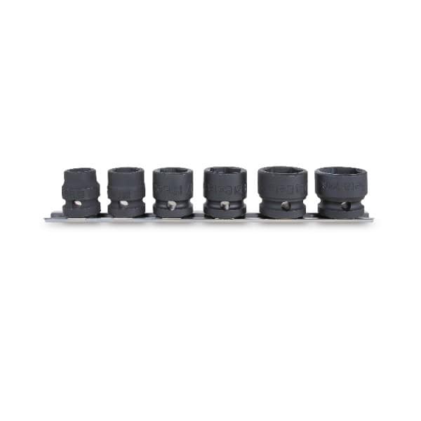 Jeu de 6 douilles à chocs compactes, carré femelle 1/2″, avec guide de fixation au mur ?: 13 – 15 – 17 -19 – 22 – 24 mm