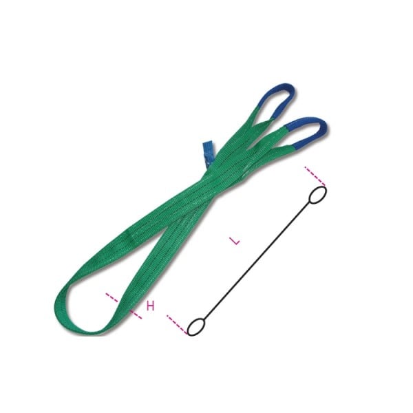 Élingue plate, 2t, vert, double couche, boutonnières renforcées, en polyester haute ténacité (PES)