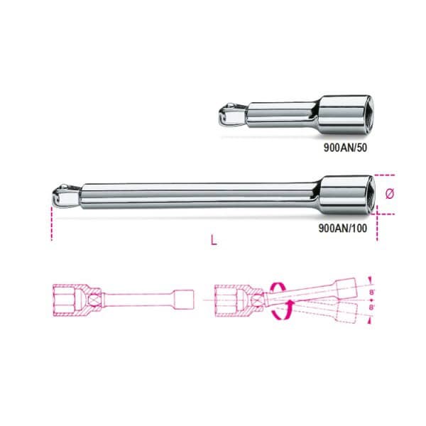 Rallonge angulaire carrés mâle et femelle 1/4″