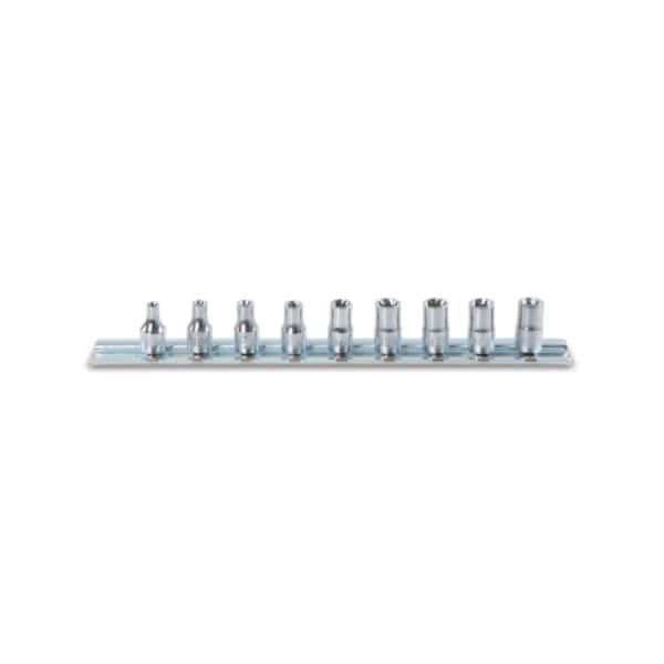 Jeu de 9 douilles Torx femelle 1/4″ chromées
