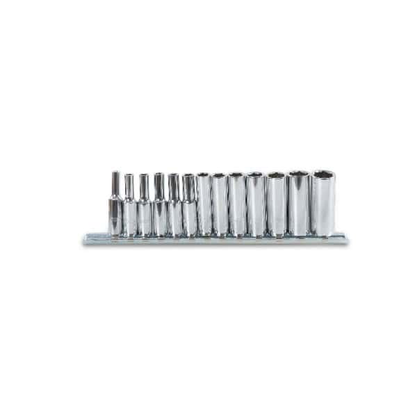 Jeu de douilles 6 pans série longue carré femelle 1/4″ chromées