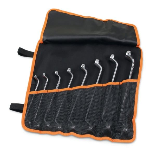 Jeu de 8 clés polygonale contre-coudées dans un trousseau enroulable en polyester durable