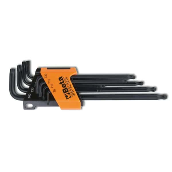 Jeu de 8 clés mâles coudées à tête sphérique, série longue, pour vis Torx®