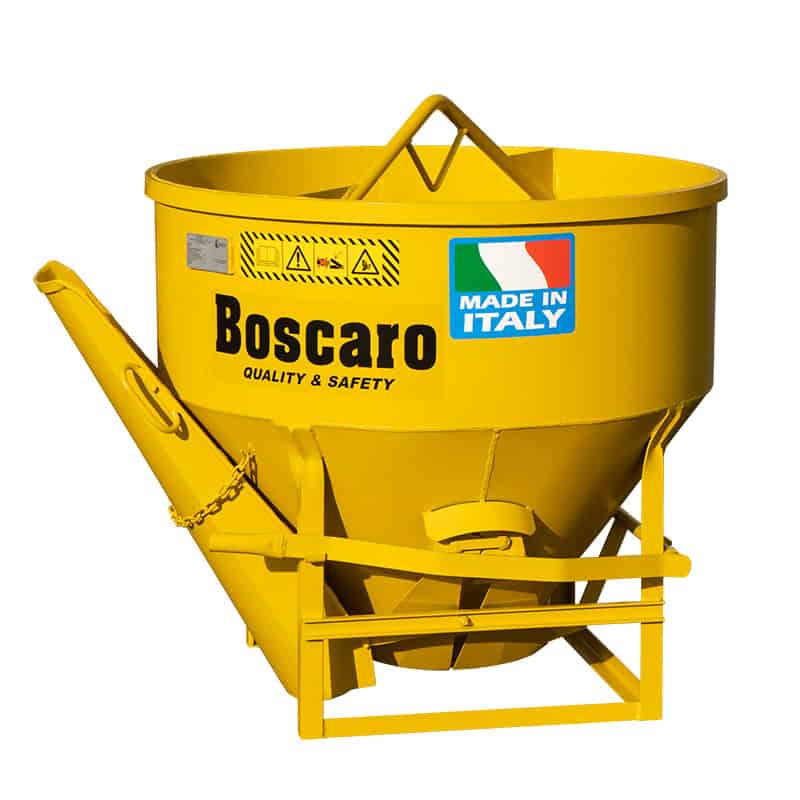 Benne à béton conique avec sortie directe et latérale