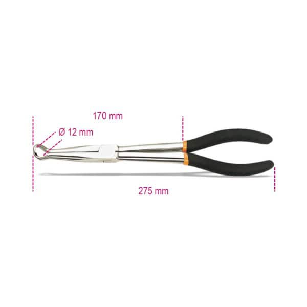 Pince pour connecteurs de bougies à becs long, branches gainées par 2 couches de PVC