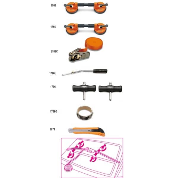 Composition de 8 outils pour vitres automobile