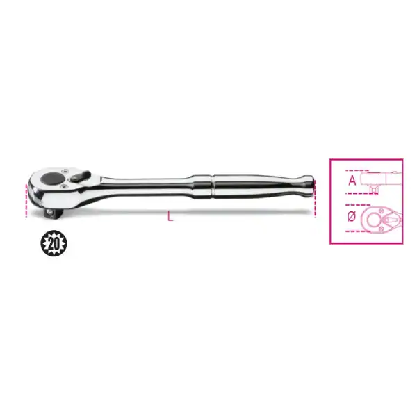 Cliquet réversible carré mâle 1/4″ manche métallique