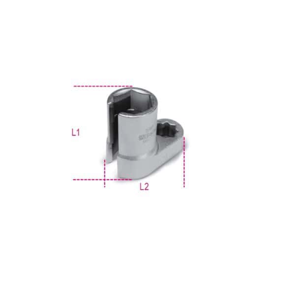 Douille 6 pans ouverte 22 mm compacte longueur 50 mm pour capteurs oxygène