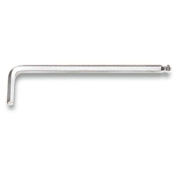 Clé mâle 6 pans coudée à tête sphérique, chromée