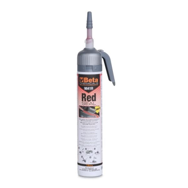 Mastic silicone rouge, résistant aux hautes températures, avec distributeur pratique