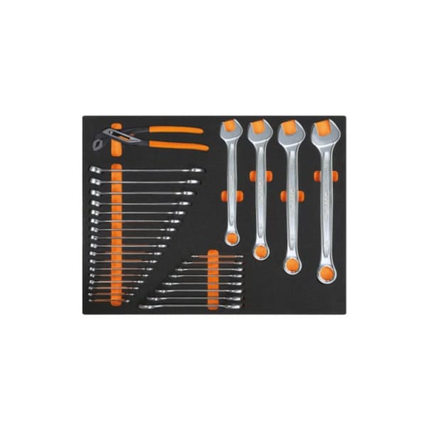 Plateau thermoformé souple avec clés mixtes et pinces Poligrip