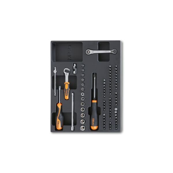 Plateau thermoformé rigide avec composition de 81 outils